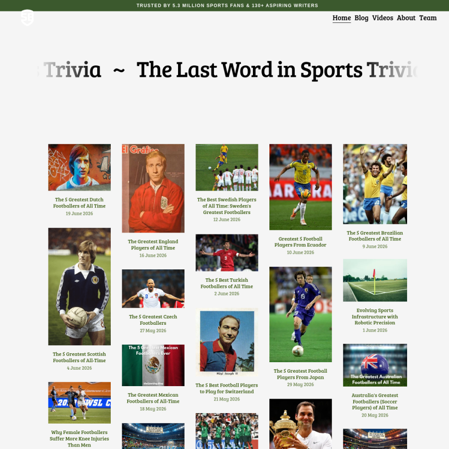thesporting.blog homepage screenshot