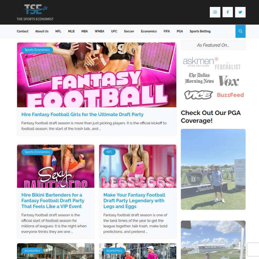 thesportseconomist.com homepage screenshot