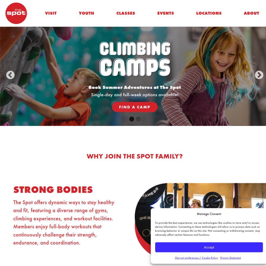 thespotgym.com homepage screenshot