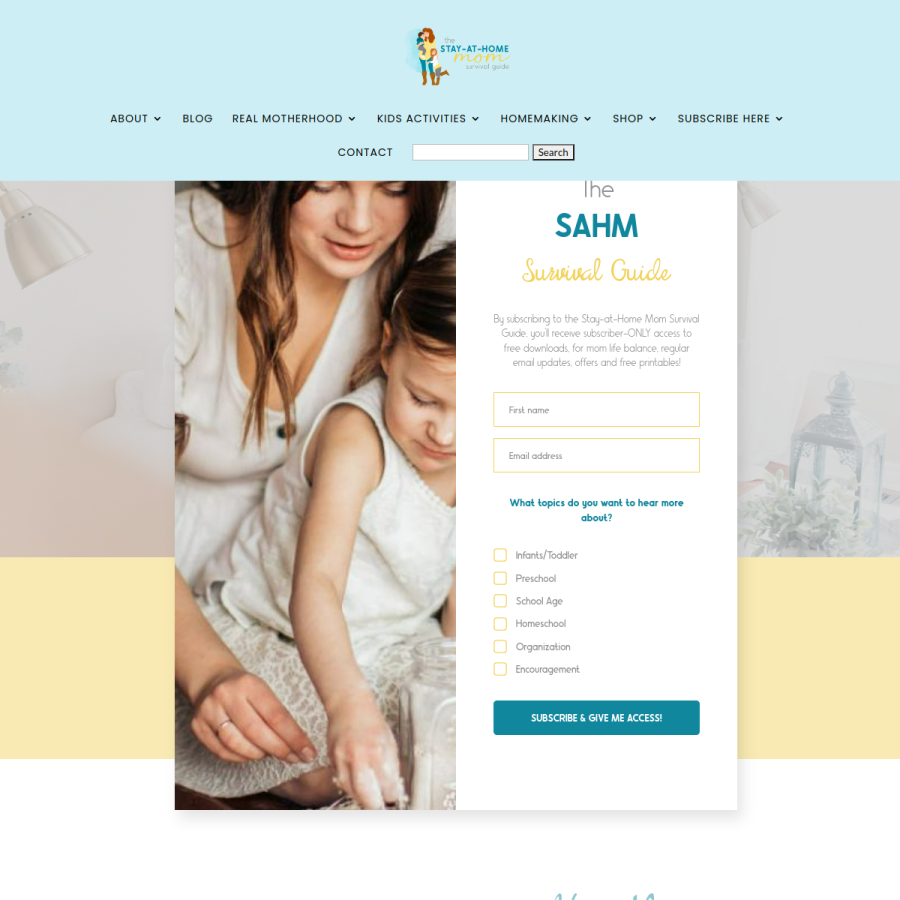 thestay-at-home-momsurvivalguide.com homepage screenshot