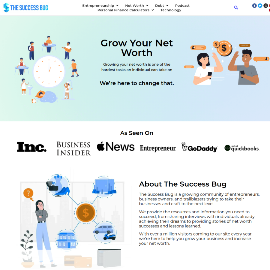 thesuccessbug.com homepage screenshot