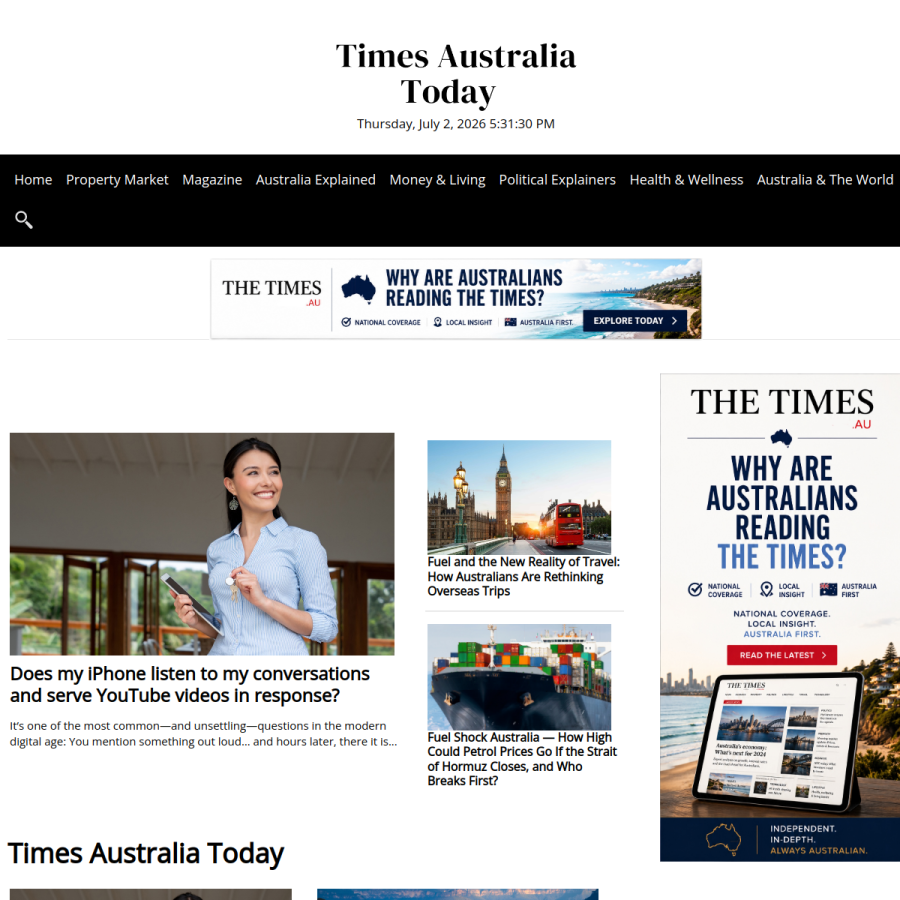 thetimes.au homepage screenshot