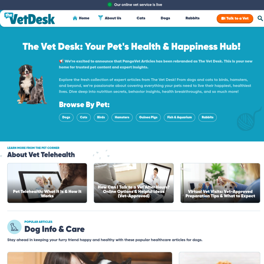thevetdesk.com homepage screenshot