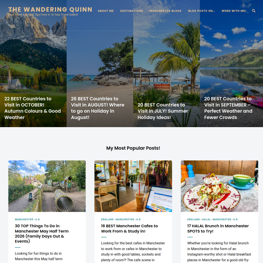 thewanderingquinn.com homepage screenshot