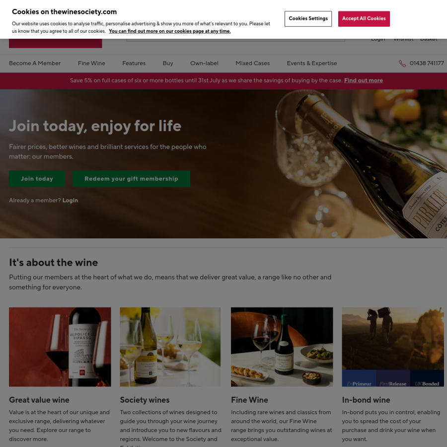 thewinesociety.com homepage screenshot