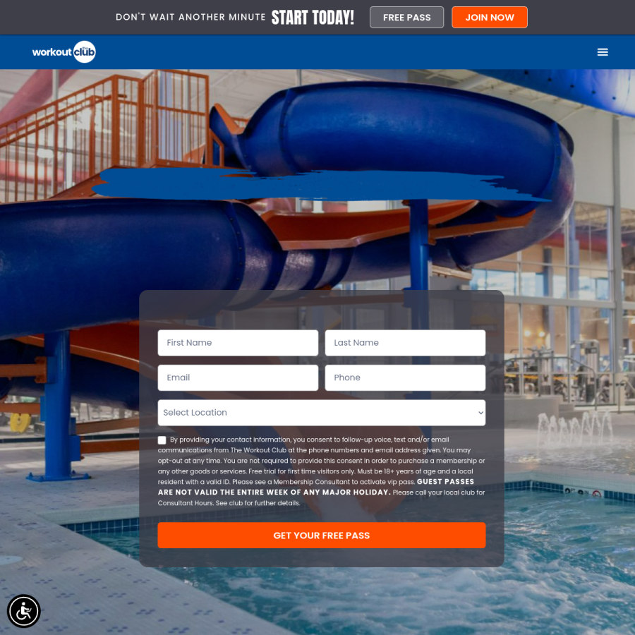 theworkoutclub.com homepage screenshot