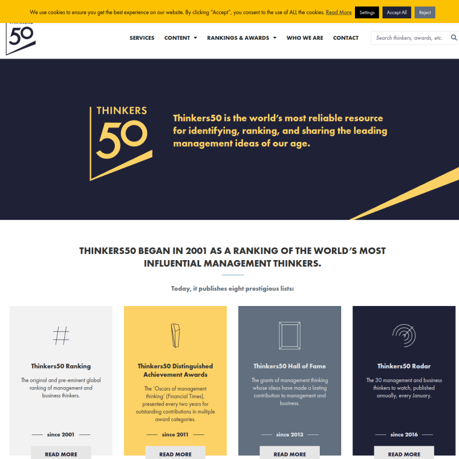 thinkers50.com homepage screenshot