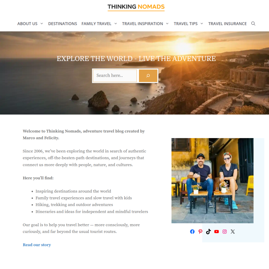 thinkingnomads.com homepage screenshot
