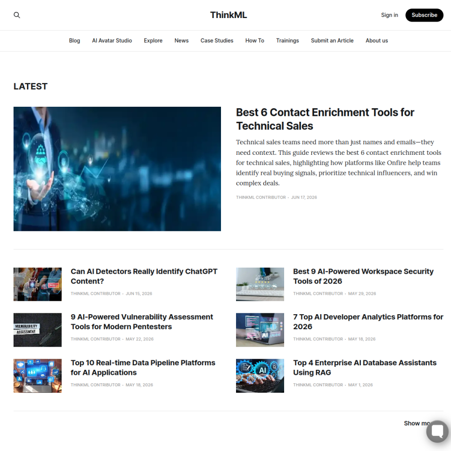 thinkml.ai homepage screenshot