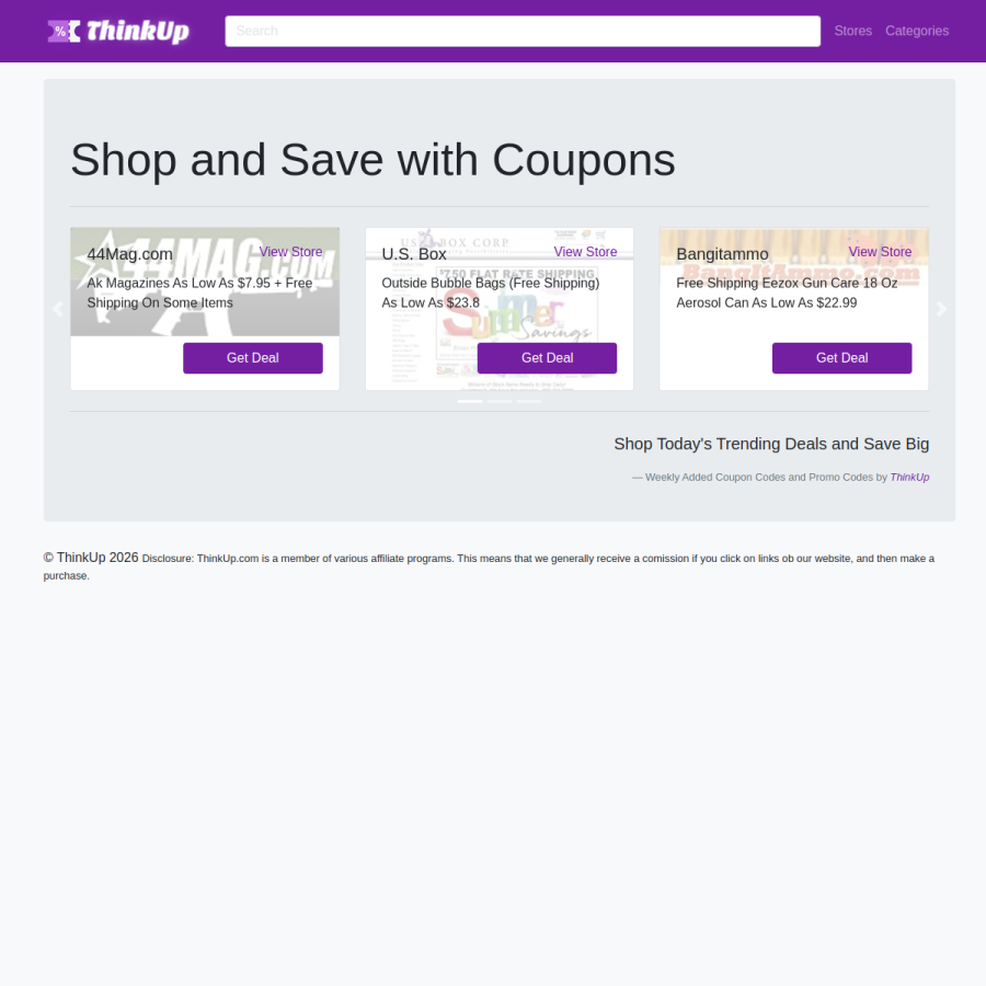 thinkup.com homepage screenshot