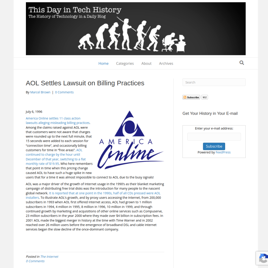 thisdayintechhistory.com homepage screenshot
