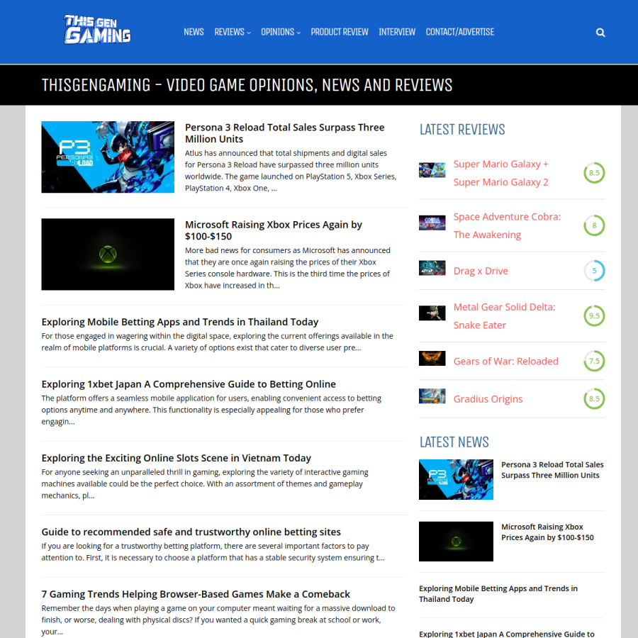 thisgengaming.com homepage screenshot