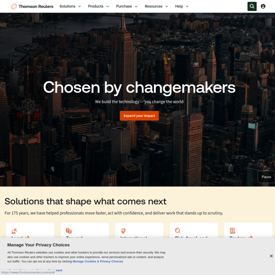 thomsonreuters.com homepage screenshot