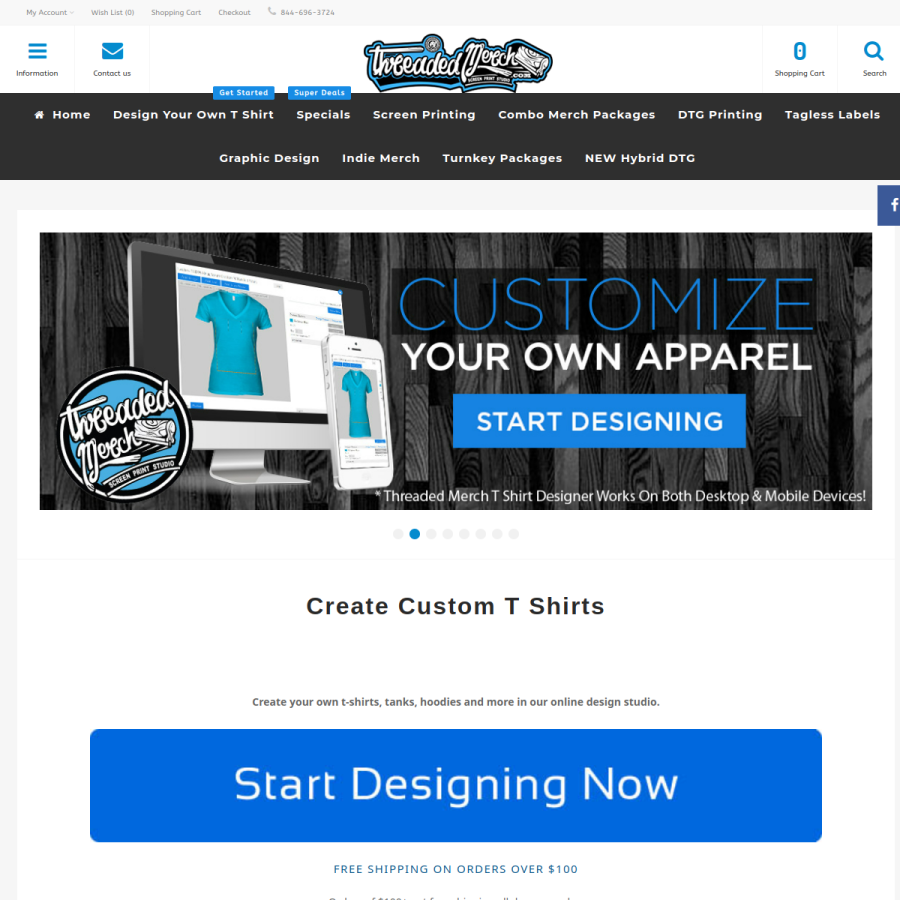threadedmerch.com homepage screenshot