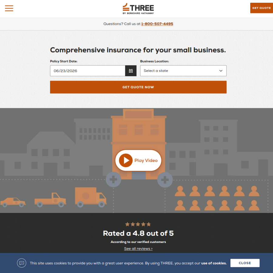 threeinsurance.com homepage screenshot