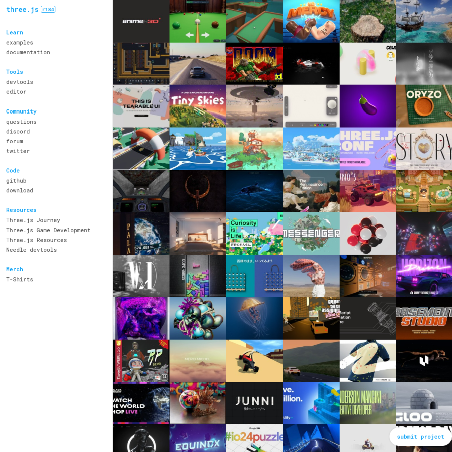 threejs.org homepage screenshot