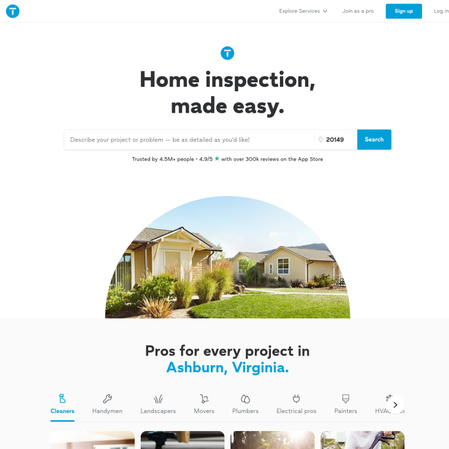 thumbtack.com homepage screenshot