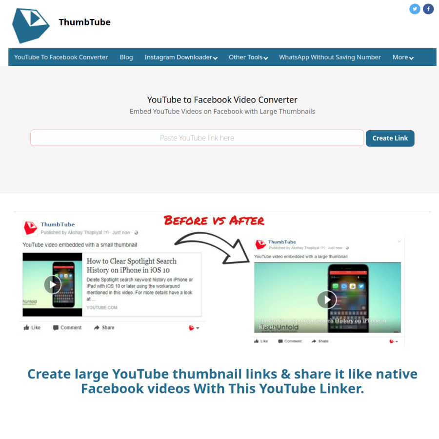 thumbtube.com homepage screenshot