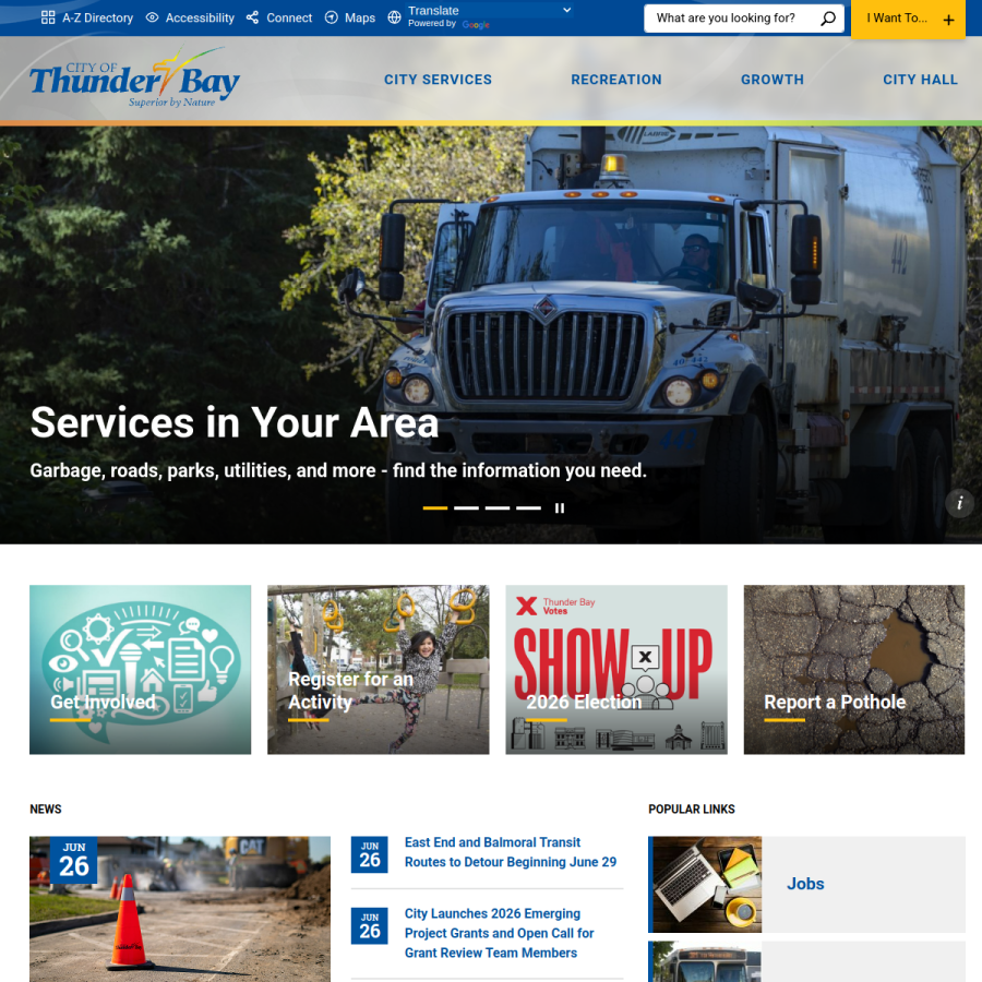 thunderbay.ca homepage screenshot