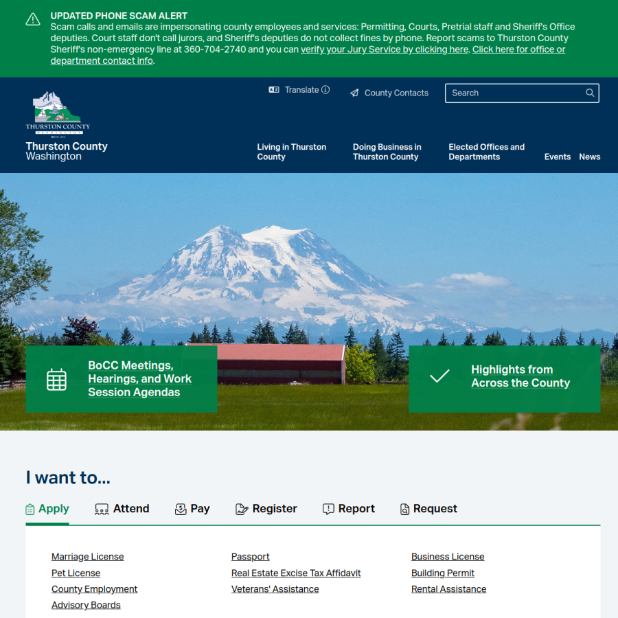 thurstoncountywa.gov homepage screenshot