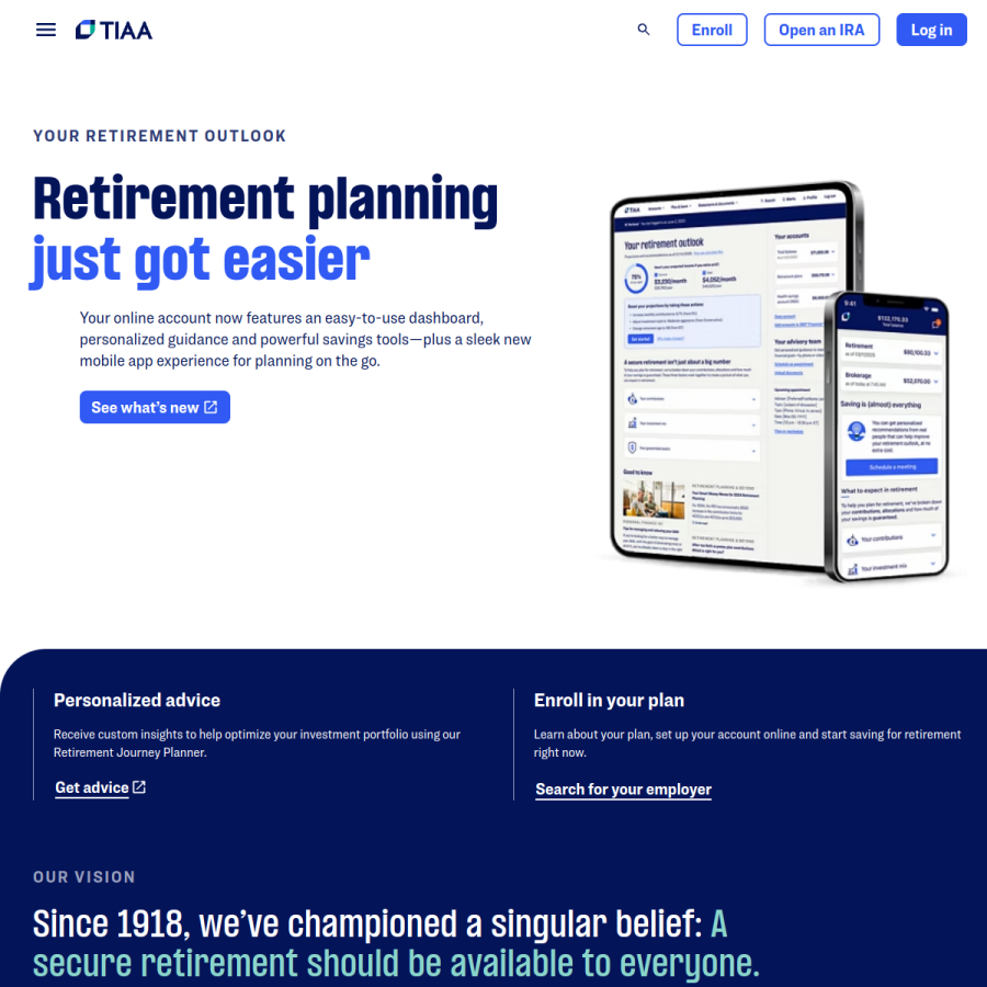 tiaa.org homepage screenshot