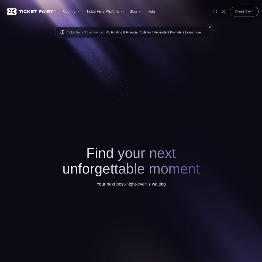 ticketfairy.com homepage screenshot