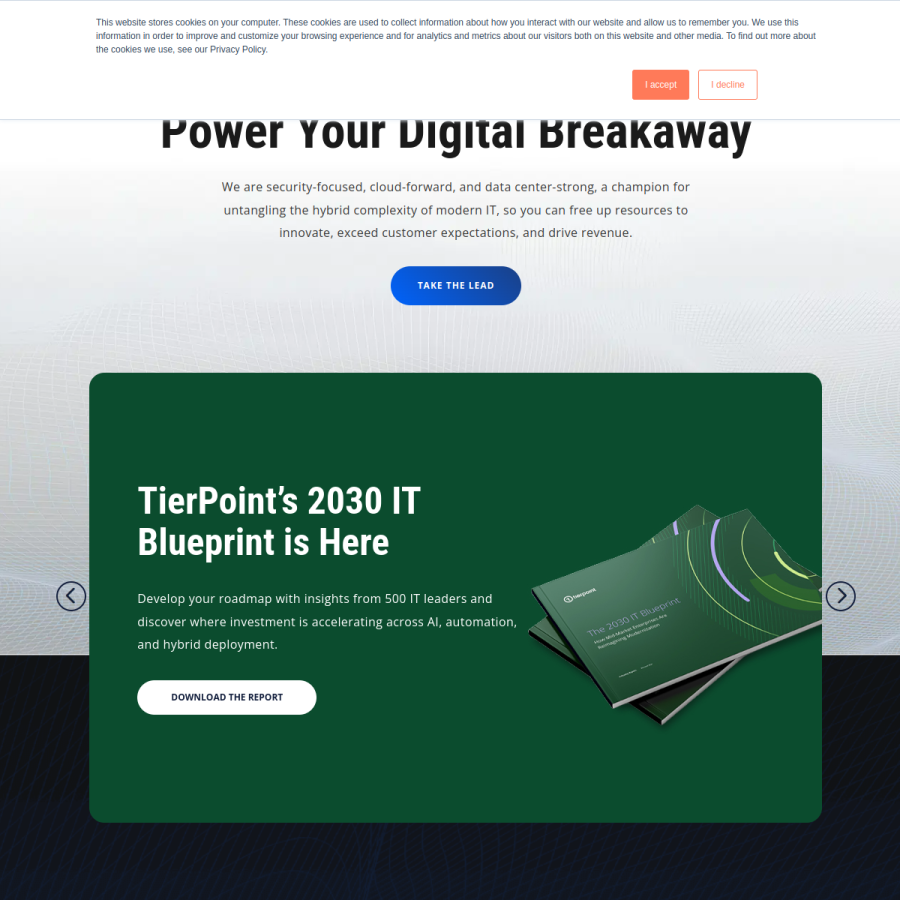 tierpoint.com homepage screenshot
