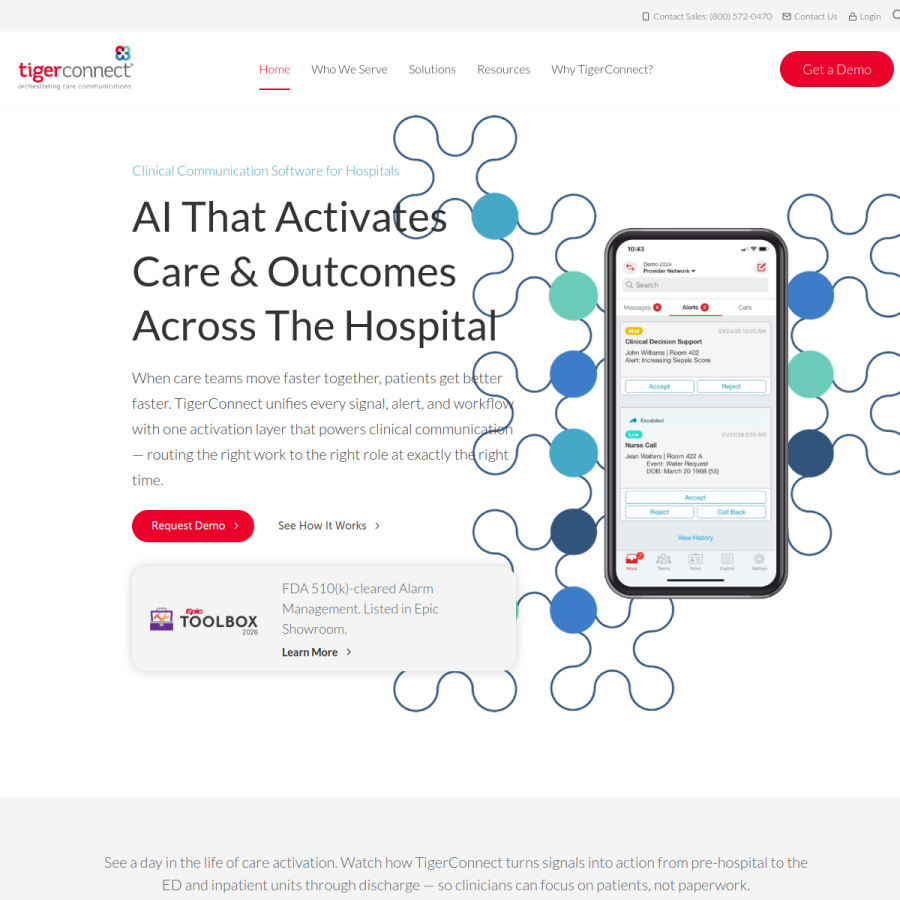 tigerconnect.com homepage screenshot