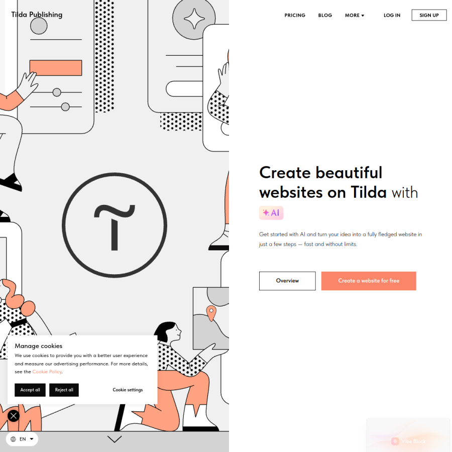 tilda.cc homepage screenshot