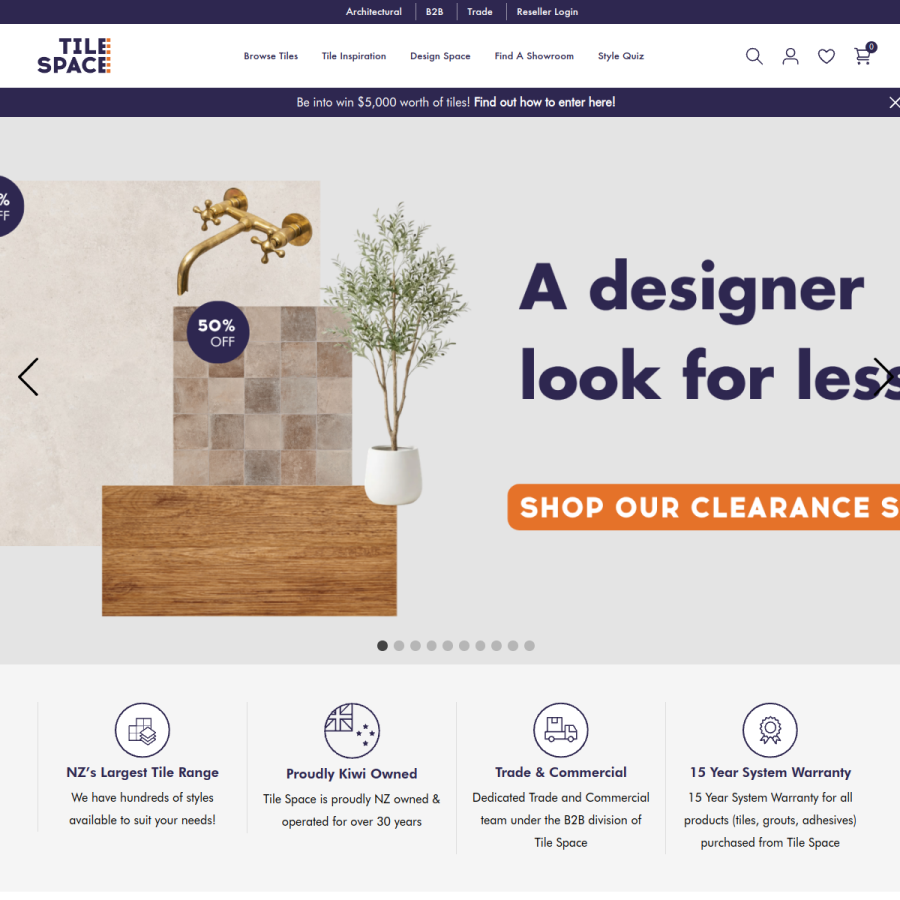 tiles.co.nz homepage screenshot