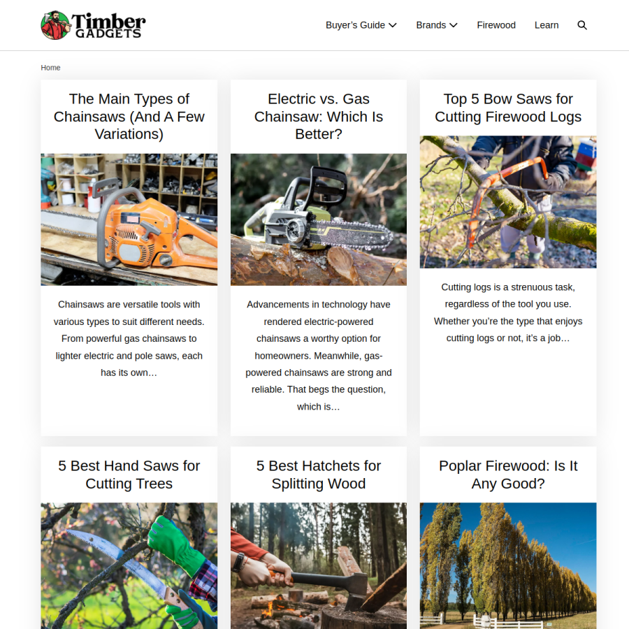timbergadgets.com homepage screenshot