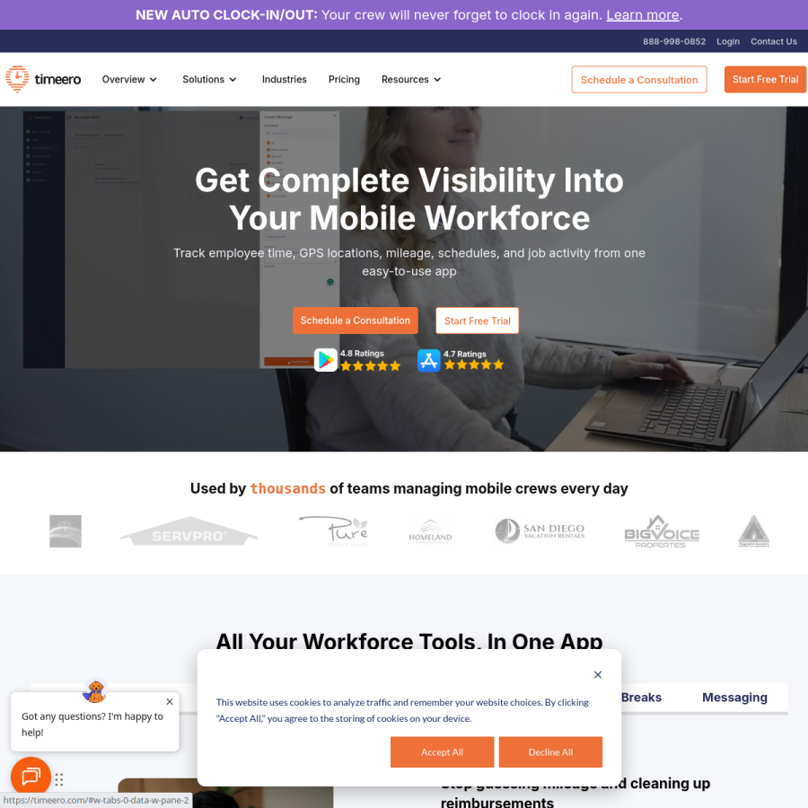 timeero.com homepage screenshot