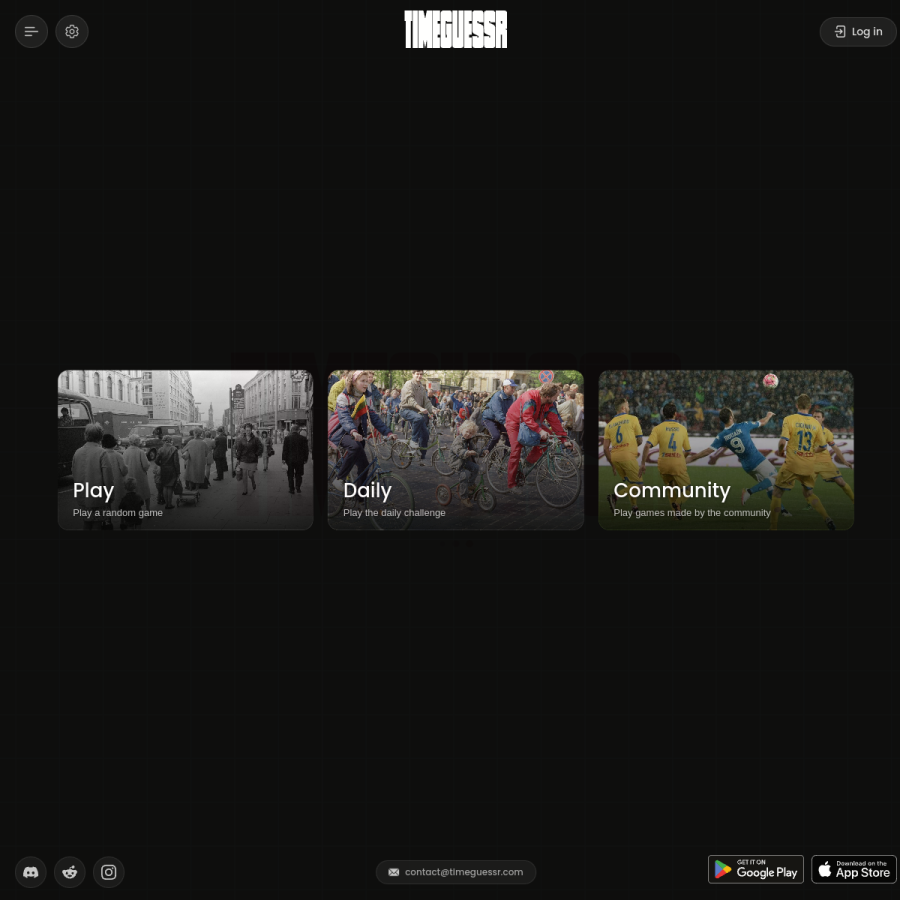 timeguessr.com homepage screenshot