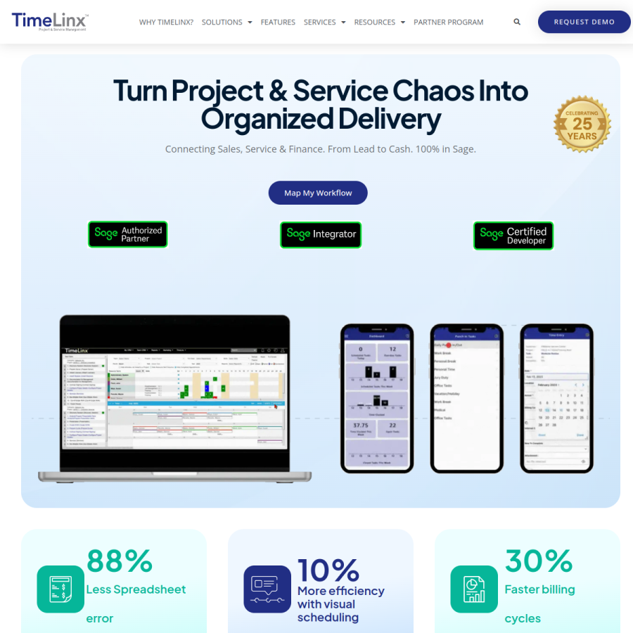 timelinxsoftware.com homepage screenshot