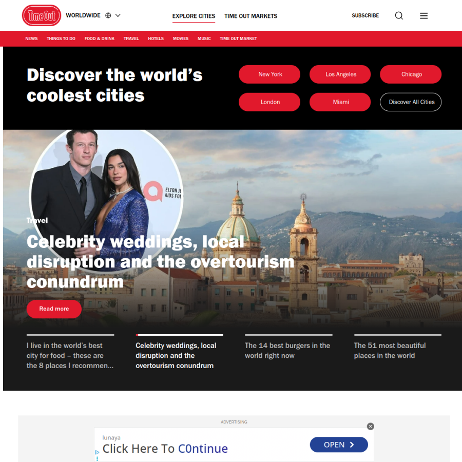 timeout.com homepage screenshot