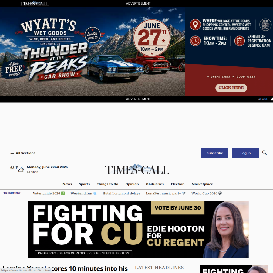 timescall.com homepage screenshot