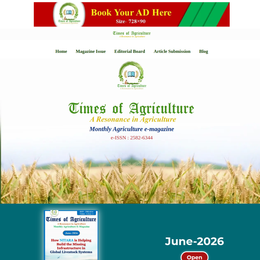 timesofagriculture.in homepage screenshot
