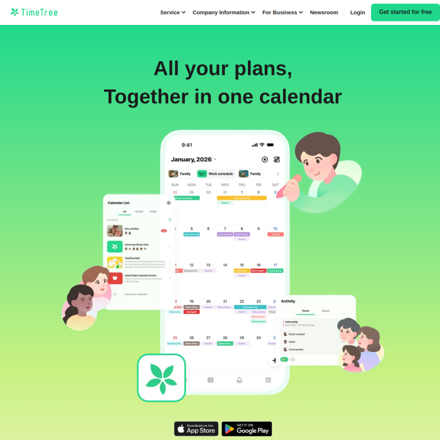 timetreeapp.com homepage screenshot