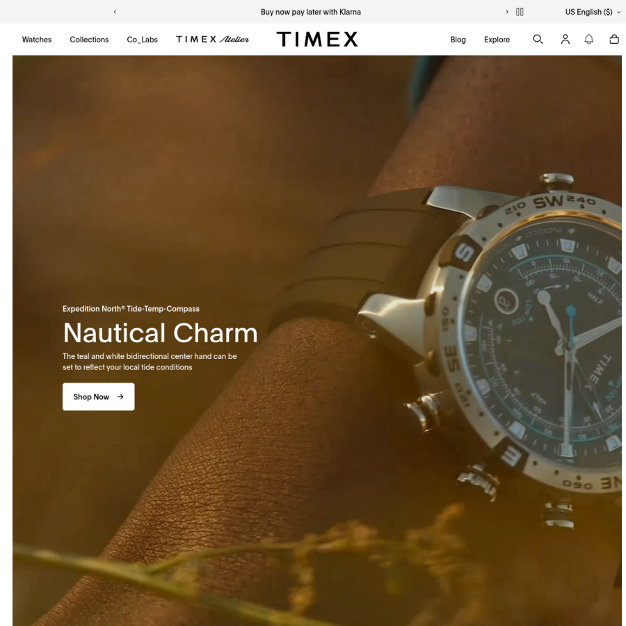 timex.com homepage screenshot