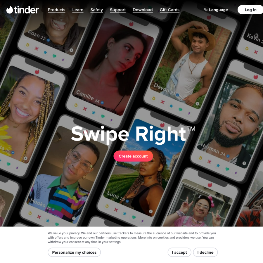 tinder.com homepage screenshot