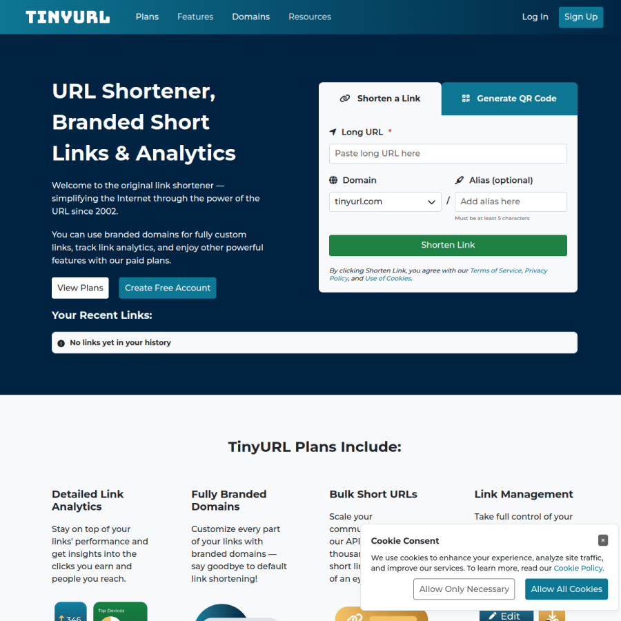 tinyurl.com homepage screenshot
