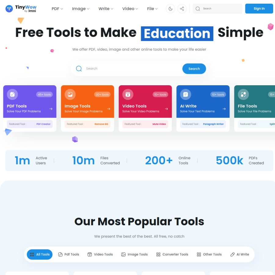 tinywow.com homepage screenshot