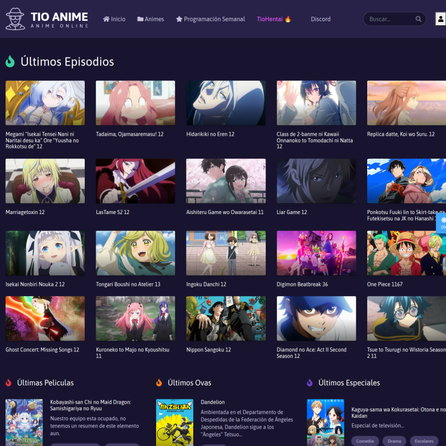 tioanime.com homepage screenshot