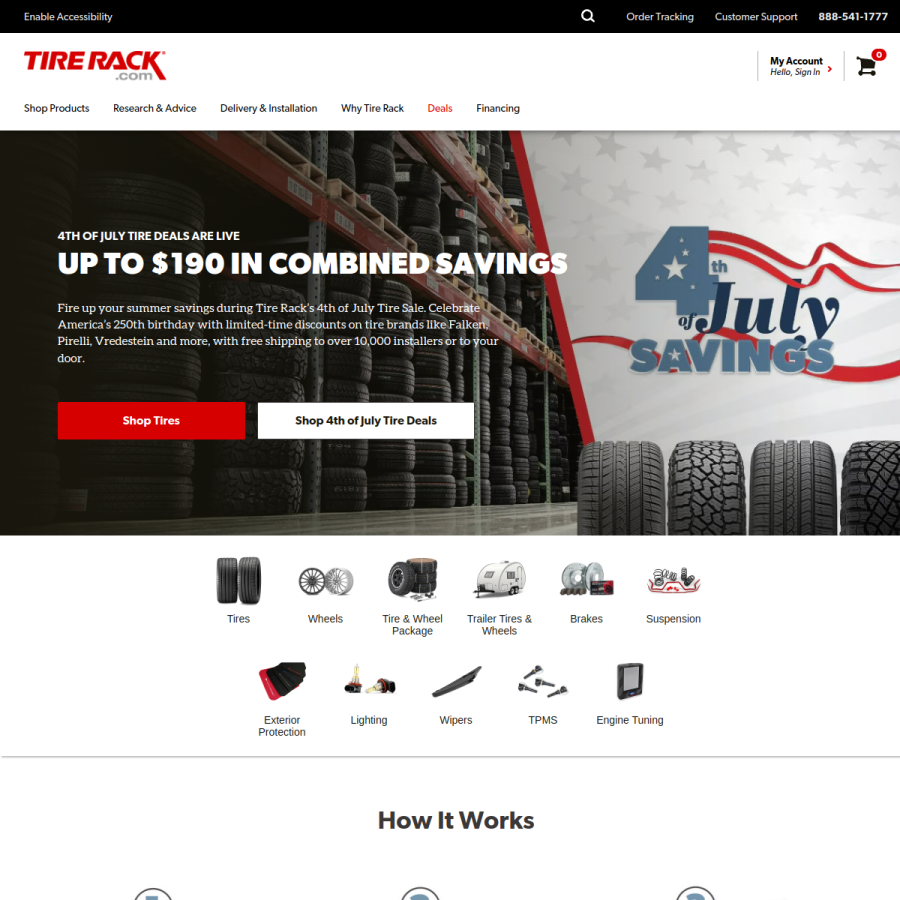 tirerack.com homepage screenshot