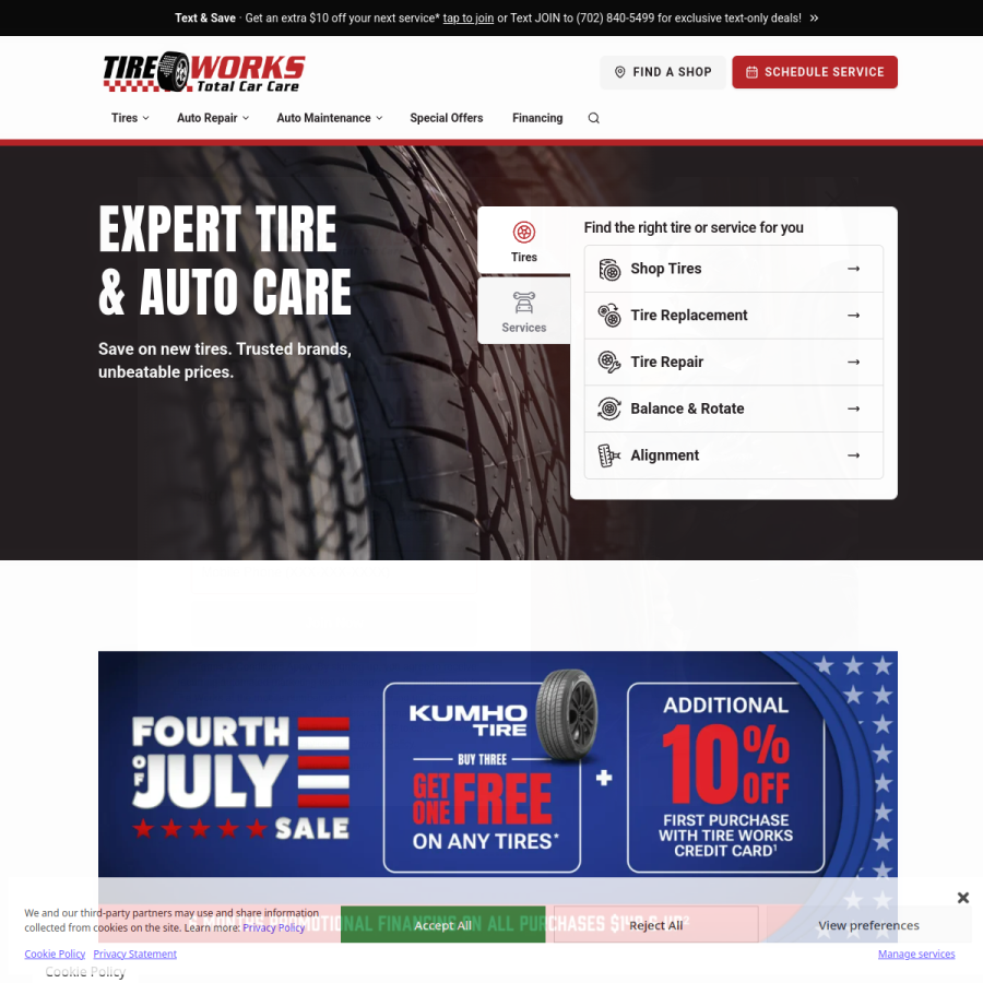 tireworks.net homepage screenshot