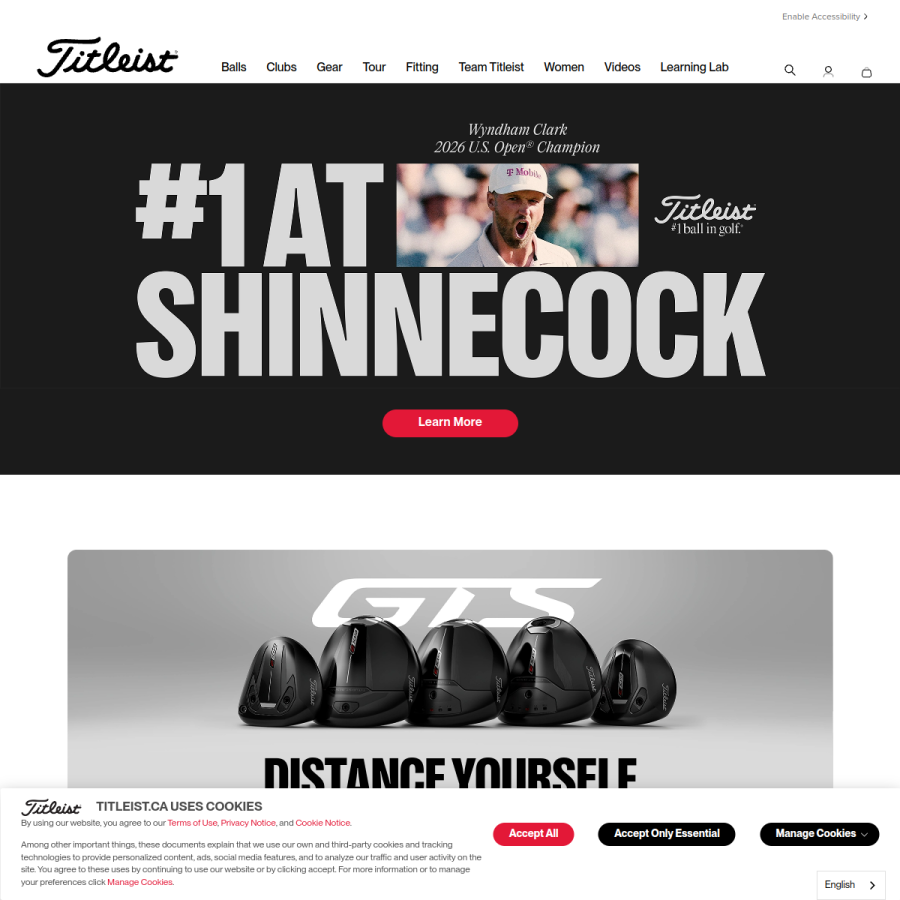 titleist.ca homepage screenshot