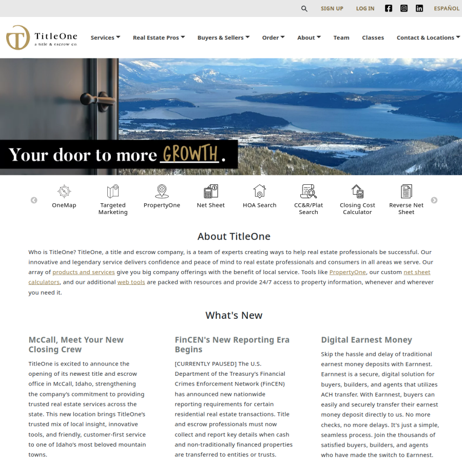 titleonecorp.com homepage screenshot