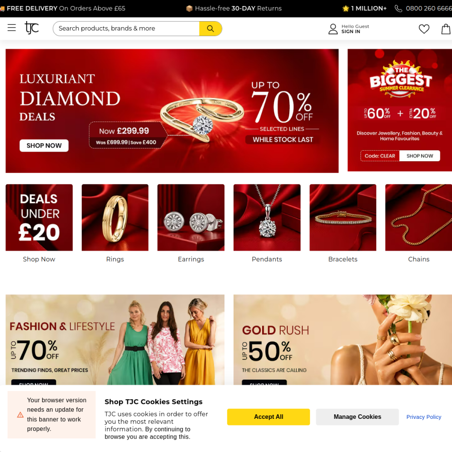 tjc.co.uk homepage screenshot