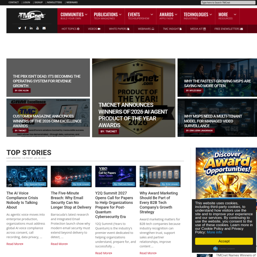 tmcnet.com homepage screenshot