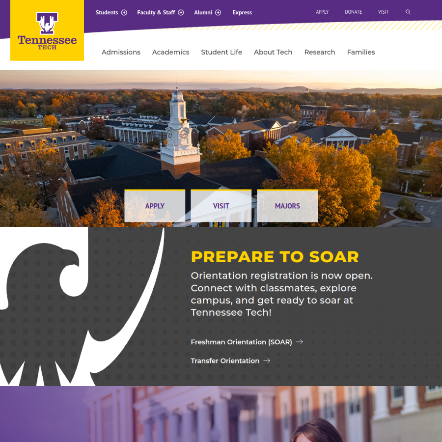 tntech.edu homepage screenshot